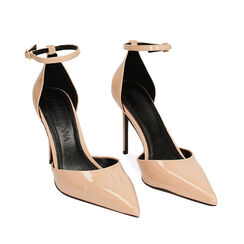 Décolleté open shank nude in vernice, tacco 9,5 cm, Primadonna, 242156402VENUDE035, 002a