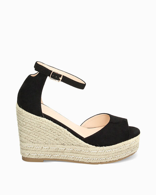 CHAUSSURES POUR FEMMES SEMELLES COMPENS&Eacute;, BLACK