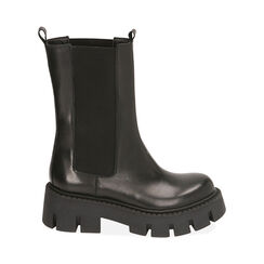 Chelsea boots neri in pelle, tacco 5,5 cm , Primadonna, 20A512039PENERO036, 001 preview