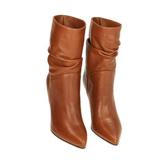 Ankle boots cognac in pelle, tacco 10 cm , 20L660062PECOGN038, 002a