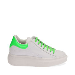 Sneakers bianco/verde in pelle, SPECIAL SALES, 17L600102PEBIVE035, 001a
