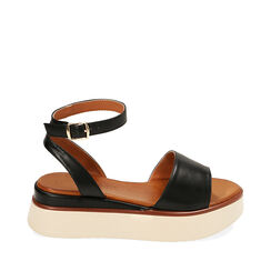 Sandali neri, zeppa 4,5 cm, Ultime occasioni, 214995762EPNERO035, 001a