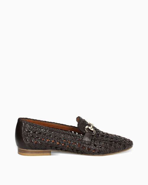 Mocassino testa di moro in pelle intrecciata, DK BROWN