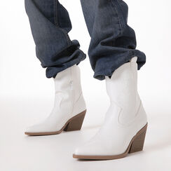 Bottines texanes blanches talon 6,5 cm, Chaussures, 273079111EPBIAN035, 002 preview