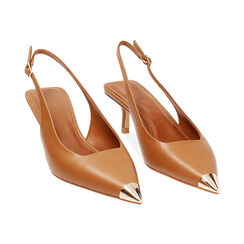D&eacute;collet&eacute; slingback donna cognac, tacco 5,5 cm, Primadonna, 252159103EPCOGN035, 003 preview