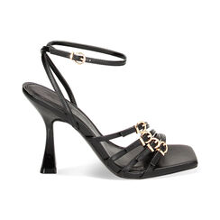 Sandali neri con fibbie, tacco 9,5 cm, Primadonna, 232104903EPNERO035, 001 preview