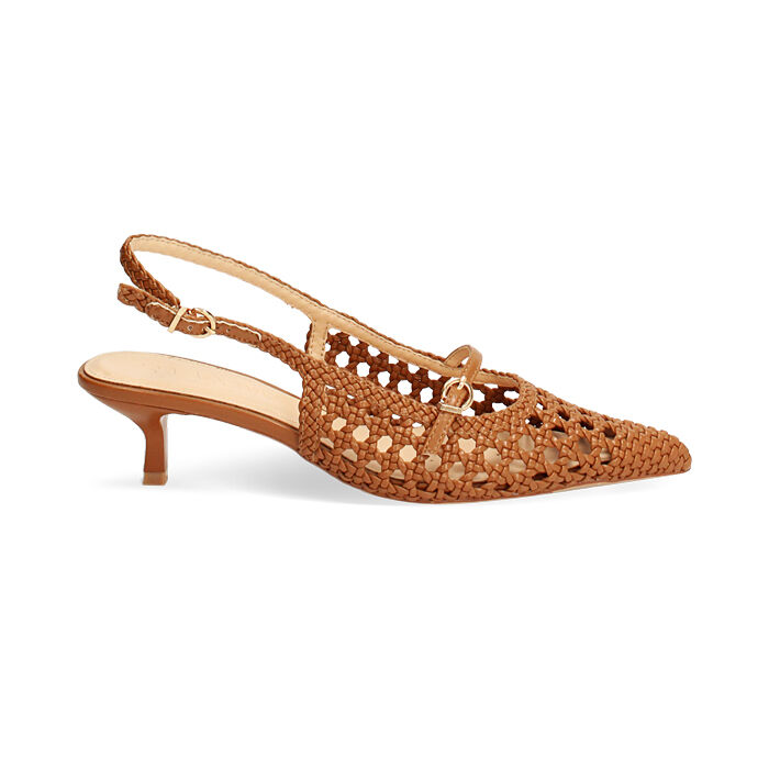 Escarpin slingback cognac talon 4,5 cm, Primadonna, 272149020EICOGN036
