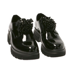 Zapatos con cordones de charol negro, tacón de 5,5 cm., Primadonna, 200685981VENERO035, 002 preview