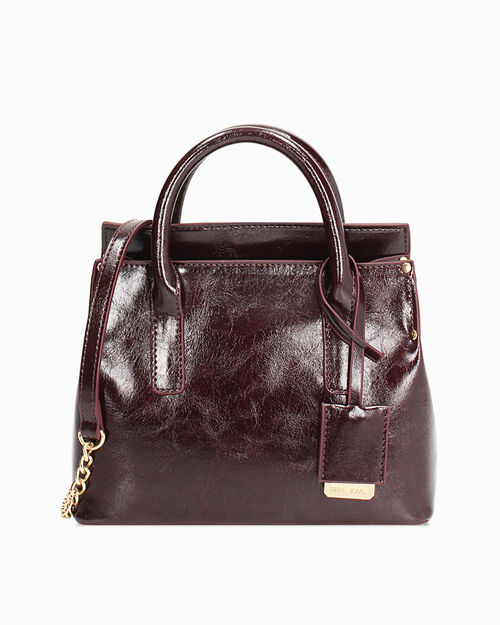 Mini bag bordeaux con dettagli dorati, BURGUNDY
