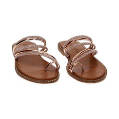 Sandalias planas rosa-dorado espejo con piedras, Special Price, 234965518SRRAOR035, 002 preview