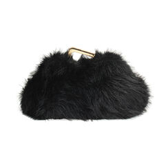 Clutch noire en fourrure synthétique avec bandoulière amovible, Primadonna, 265126381FUNEROUNI, 001 preview