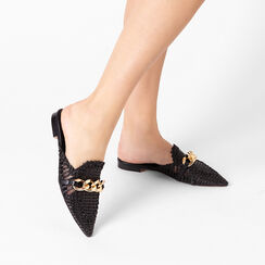 Sabots femme noirs en raphia, Primadonna, 254971501RFNERO035, 002a