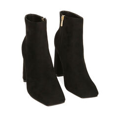 Demi-bottes noires en microfibre, talon 9 cm, Special Price, 182123001MFNERO036, 002a