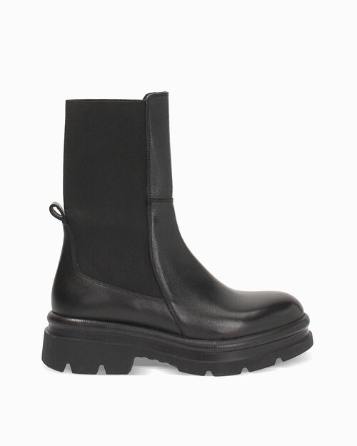 Beatles neri in vera pelle con gomma alta 4,6 cm, BLACK