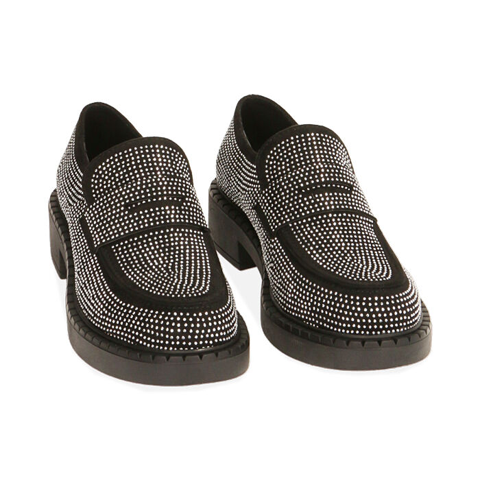 Mocassini donna chunky neri con strass Primadonna Collection