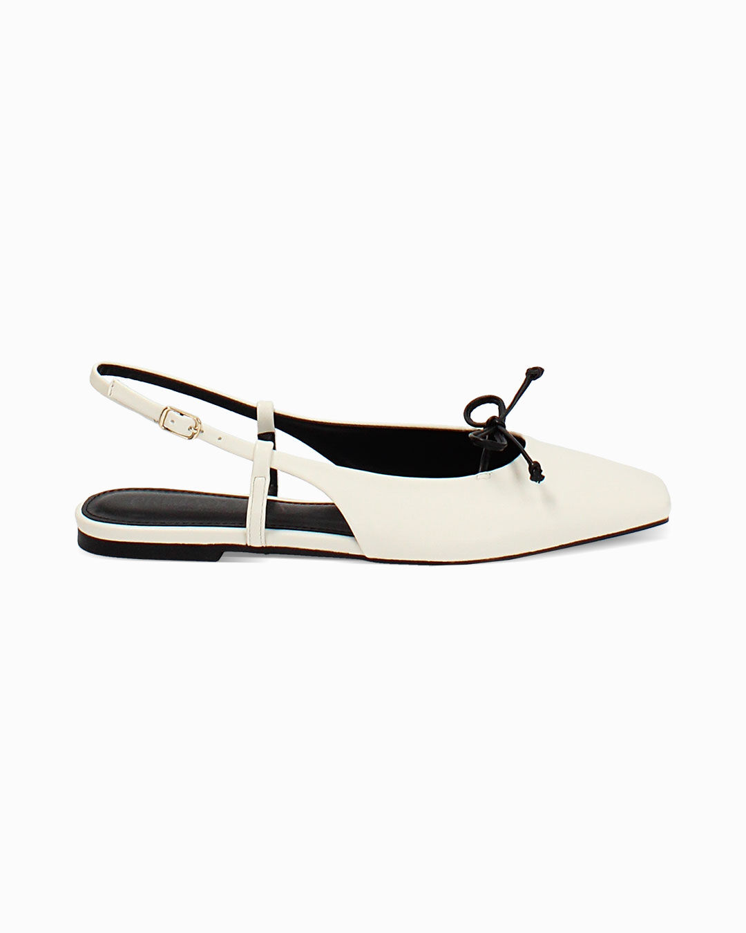 Ballerine slingback donna panna con punta quadra