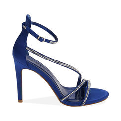 Sandali blu in raso, tacco 10 cm , Primadonna, 192174221RSBLUE037, 001 preview