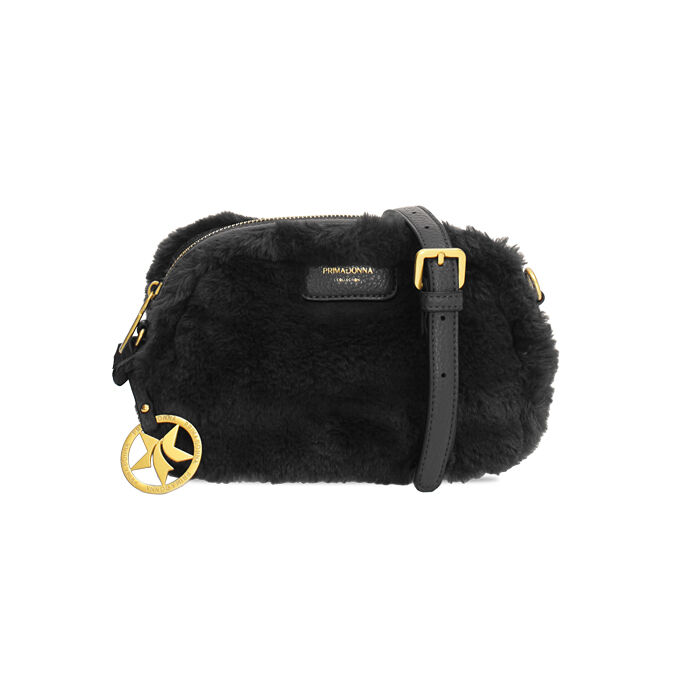Borsa a tracolla in faux fur nera, Primadonna, 265700565FUNEROUNI