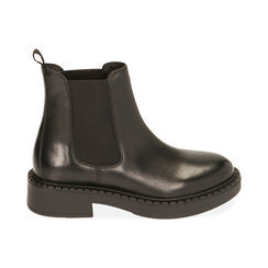 Botines Chelsea de piel negra, tacón de 4 cm., Primadonna, 20B813207PENERO035, 001 preview