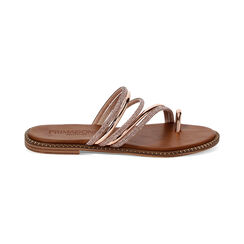 Sandalias planas rosa-dorado espejo con piedras, Special Price, 234965518SRRAOR035, 001 preview