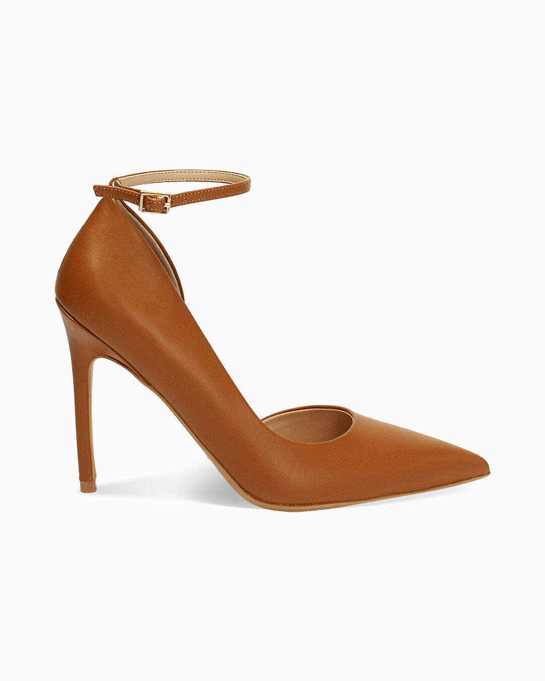 Décolleté donna cognac con cinturino, tacco 11 cm