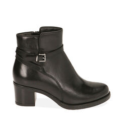 Bottines en cuir noir, talon 6 cm , Primadonna, 20L923045PENERO035, 001a