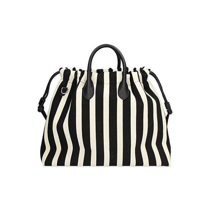 Borsa a mano donna nera e panna in canvas