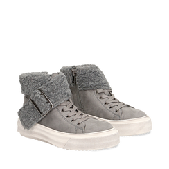 Sneakers grigie con risvolto in eco-shearling, Primadonna, 124110063MFGRIG037, 002a