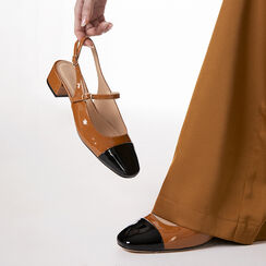 D&eacute;collet&eacute; slingback cognac tacco 4 cm, Scarpe, 274962787VECOGN035, 002 preview