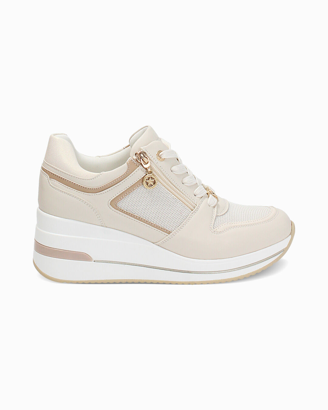 Sneakers donna beige in tessuto
