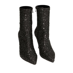 Stivaletti neri glitter, tacco 8 cm, Primadonna, 222723004PLNERO035, 002a