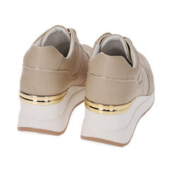 Sneakers beige, zeppa 6 cm, Primadonna, 212855014EPBEIG038, 003 preview