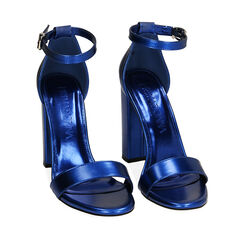 Sandali blu laminato, tacco 10,5 cm , SPECIAL WEEK, 192706086LMBLUE035, 002a