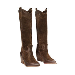 Stivali in camoscio testa di moro, Primadonna, 24L600101CMMORO035, 002a