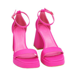 Sandali platform fucsia in tessuto, tacco 9,5 cm, Primadonna, 212158215LYFUCS035, 002 preview