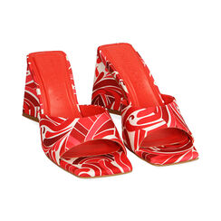 Mules rosse in raso, tacco 8 cm , Scarpe, 192121402RSMURO036, 002 preview