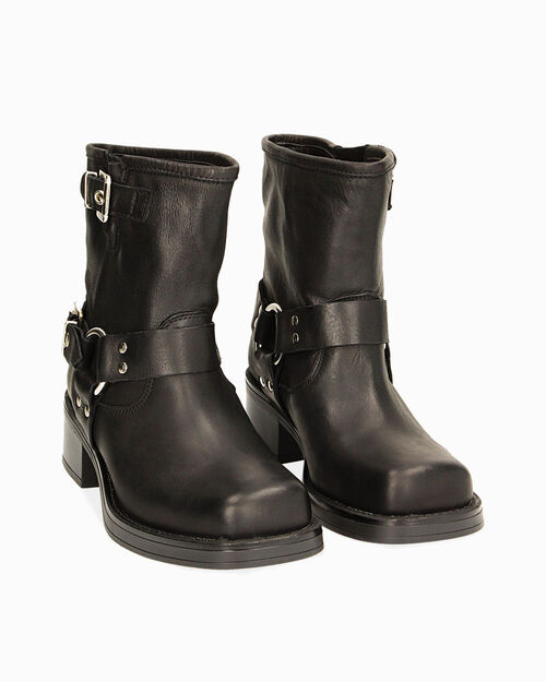 ZAPATOS BIKER PIEL NERO, BLACK