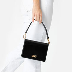 Bolso de mujer bandolera negra en charol, Primadonna, 255126053VENEROUNI, 002a