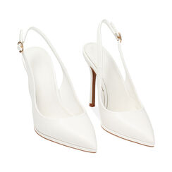 Décolleté slingback bianche, tacco 10 cm, Primadonna, 232186203EPBIAN035, 002 preview