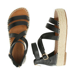 Sandali neri, zeppa 3 cm, Primadonna, 214923821EPNERO035, 003 preview