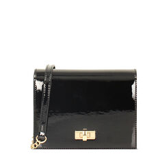 Bolso de mujer bandolera negra en charol, Primadonna, 255126053VENEROUNI, 001a