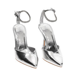 D&eacute;collet&eacute; slingback donna argentate in laminato, tacco 10 cm, Primadonna, 252193601LMARGE036, 003 preview