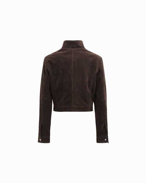 Cazadora marr&oacute;n oscuro en microfibra, DK BROWN