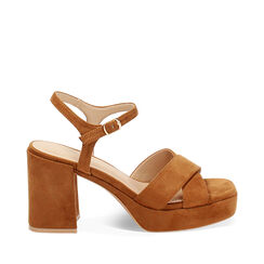 Sandale à talon femme cognac avec plateau, Primadonna, 254960311MFCOGN035, 001a