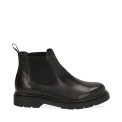 Chelsea boots neri in vera pelle, Stivaletti, 147729409PENERO036, 001a