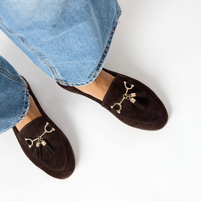 Mocasines de nobuk azul noche con suela de goma