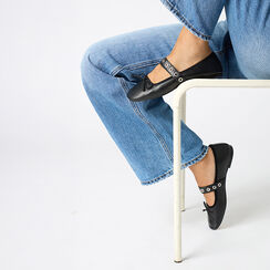 Ballerina nera in vera pelle con suola in gomma, Primadonna, 26N145016PENERO036, 002 preview
