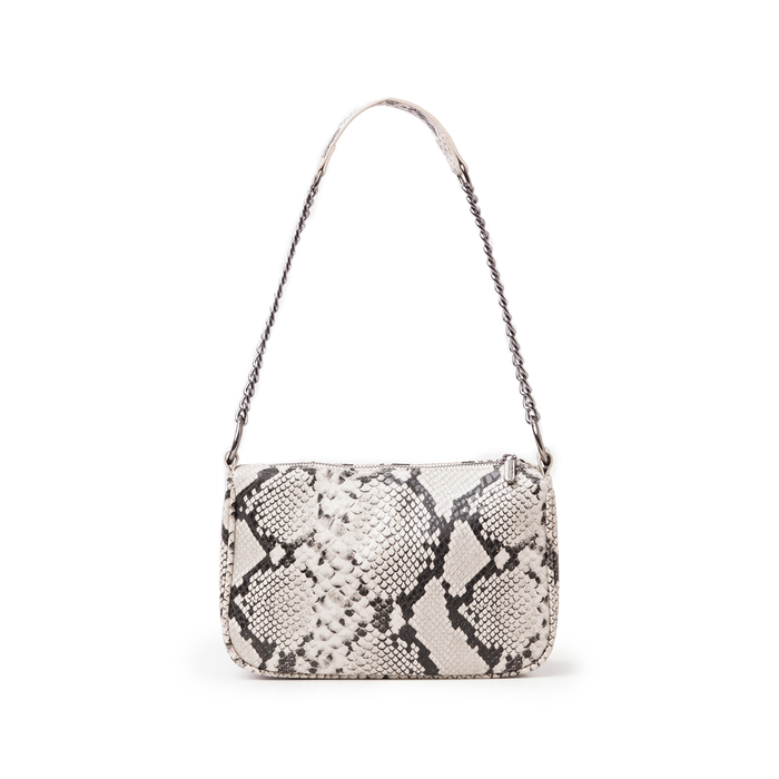 borsa a tracolla beige ghiaccio in eco pelle effetto snake