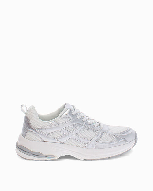 Sneakers bianche con tacco 4 cm, WHITE