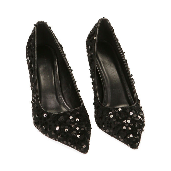 Escarpins femme noirs à paillettes, talon 9,5 cm Primadonna